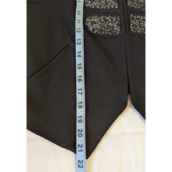 INC International Concepts Black Jacket US M Stones Embellished Military - Picture 4 of 8